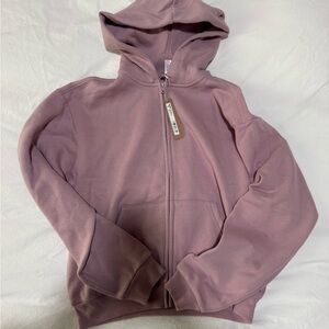 NWT SKIMS cotton fleece zip up in dusk